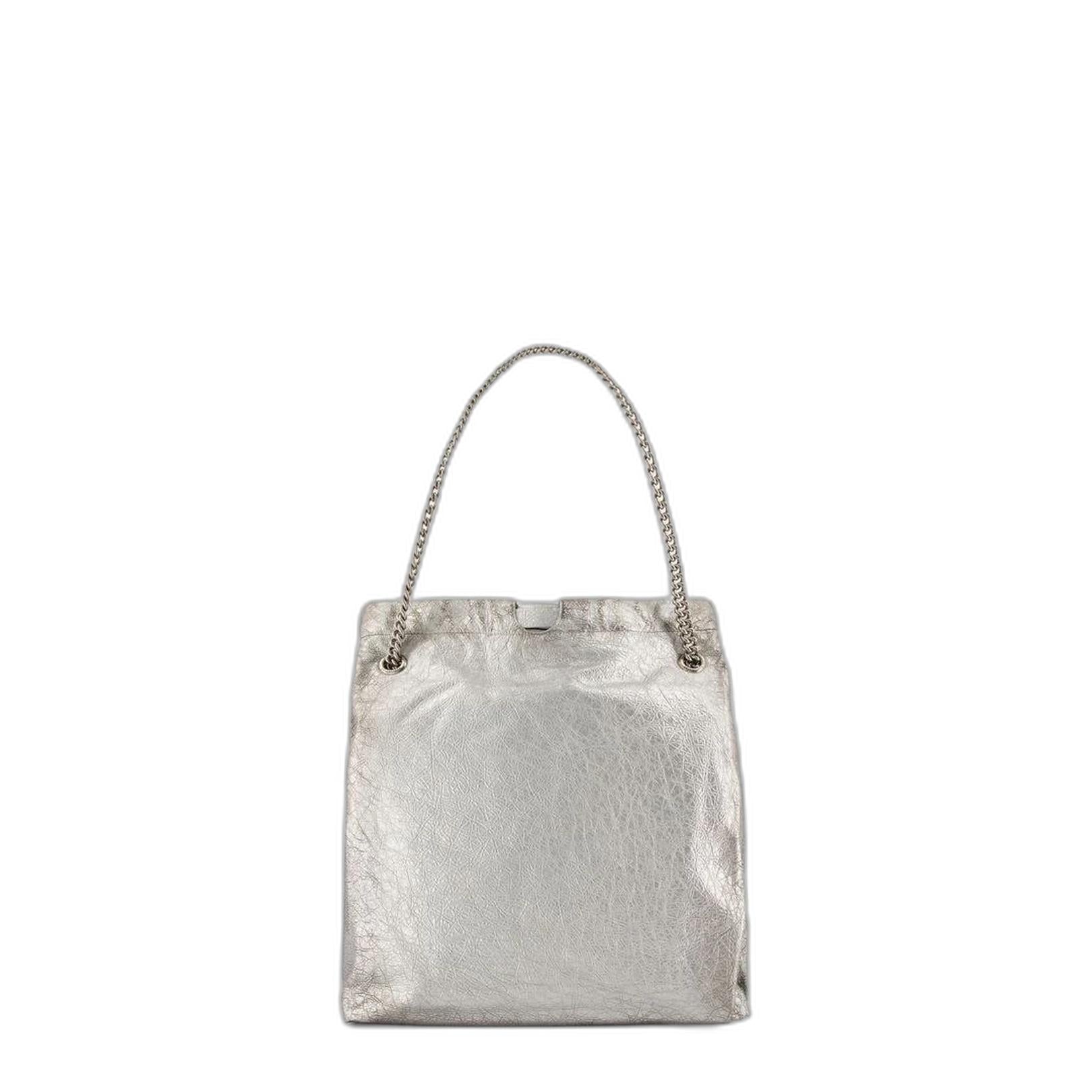 Medium Crush Tote Bag in Silver - Image 3
