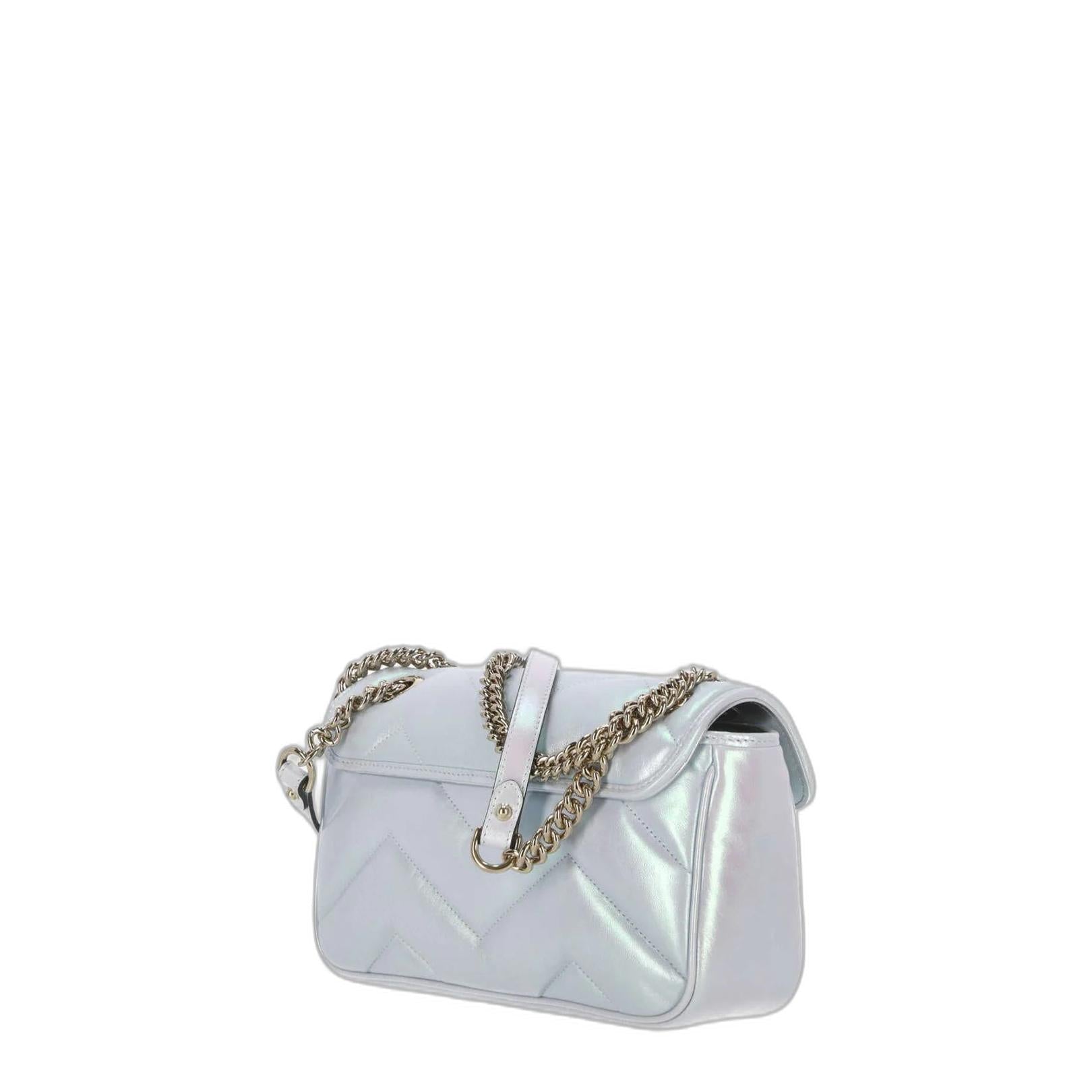 GG Marmont Small Shoulder Bag in Blue Iridescent - Image 3