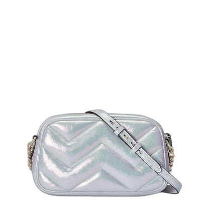 Gg Marmont Small Shoulder Bag in Blue Iridescent - Image 4