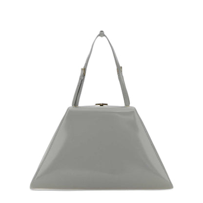 Logo Plaque Clasp Top Handle Bag in Light Grey - Image 1