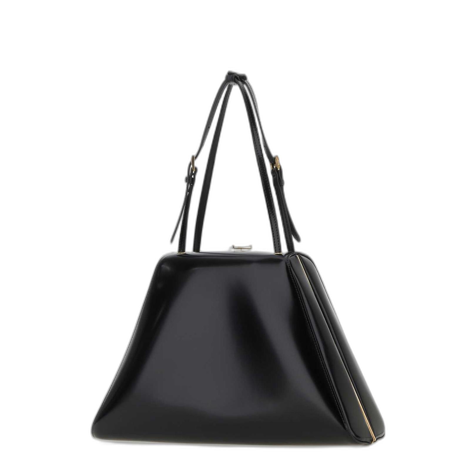 Logo Plaque Clasp Top Handle Bag in Black - Image 2