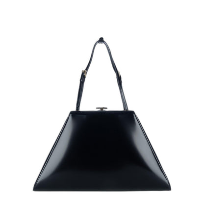 Logo Plaque Clasp Top Handle Bag in Black - Image 3