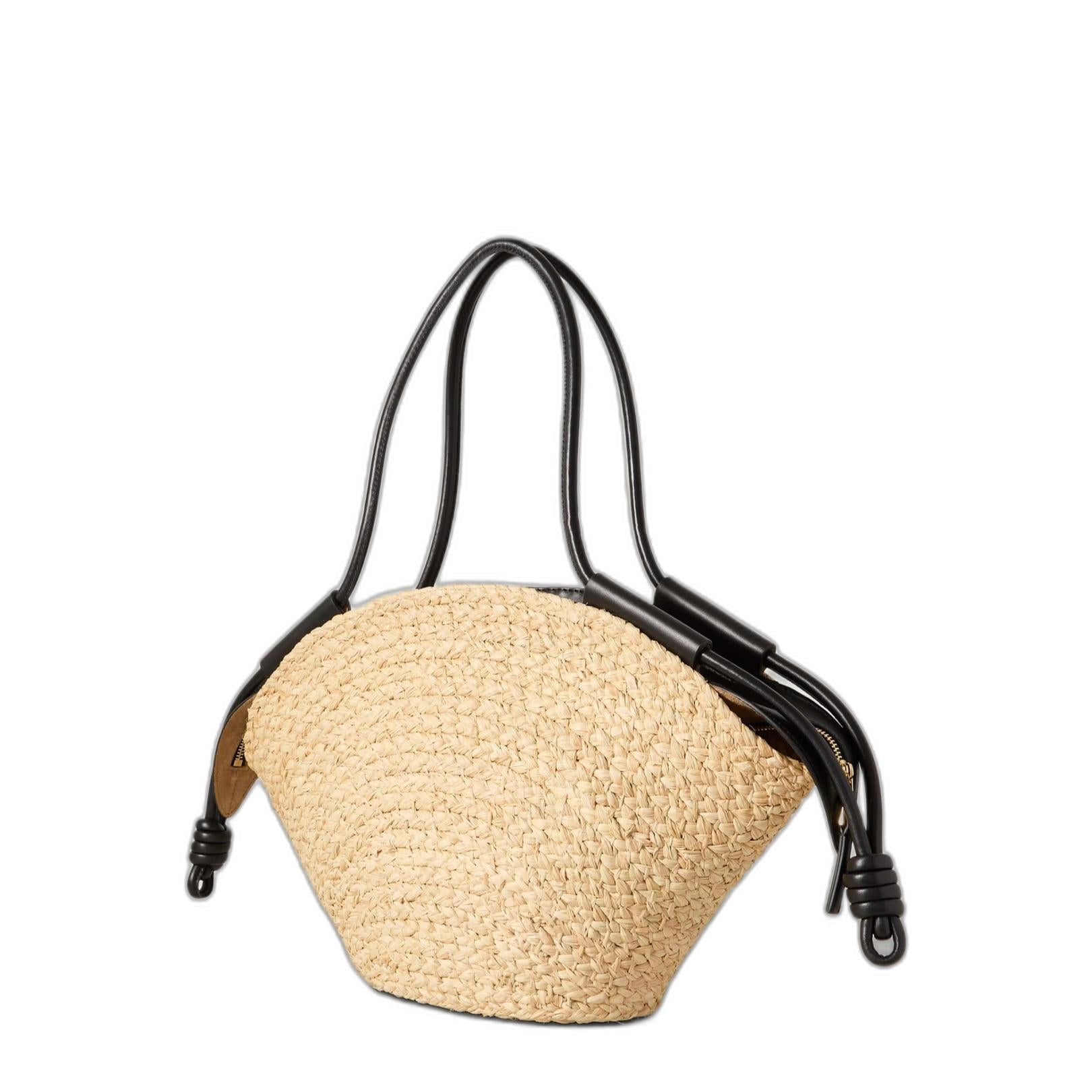 Small Paseo Basket In Raffia And Nappa Calfskin - Image 2