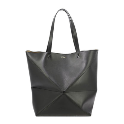 Puzzle Fold XL Leather Tote Bags - Black - Image 1