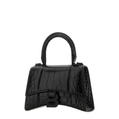 Croc Embossed Hourglass Xs Handbag in Black - Image 2